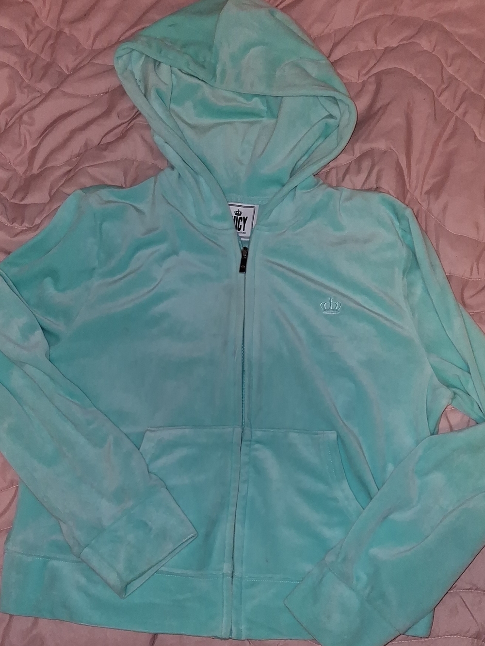 Juicy Couture Tiffany blue Velour Zip UP